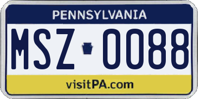 PA license plate MSZ0088