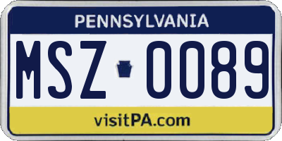 PA license plate MSZ0089