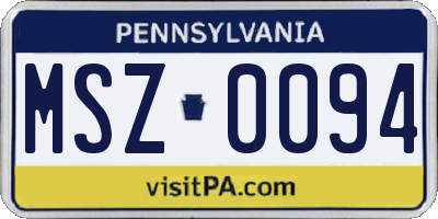 PA license plate MSZ0094