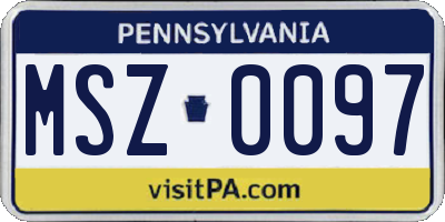 PA license plate MSZ0097