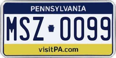PA license plate MSZ0099