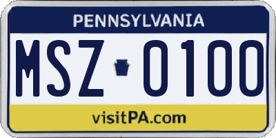 PA license plate MSZ0100