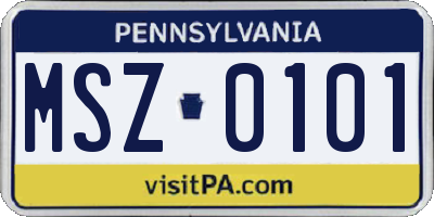 PA license plate MSZ0101