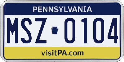 PA license plate MSZ0104