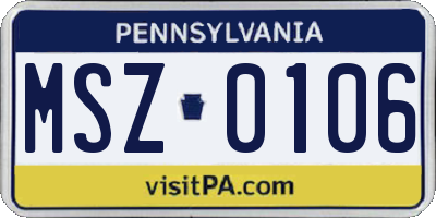 PA license plate MSZ0106