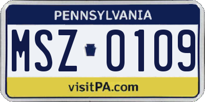 PA license plate MSZ0109