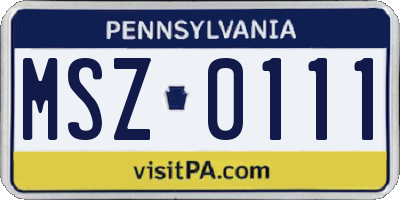 PA license plate MSZ0111