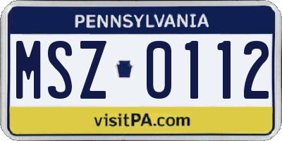 PA license plate MSZ0112