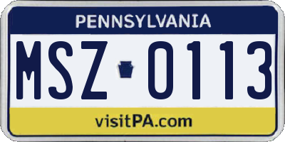PA license plate MSZ0113
