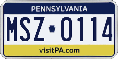 PA license plate MSZ0114