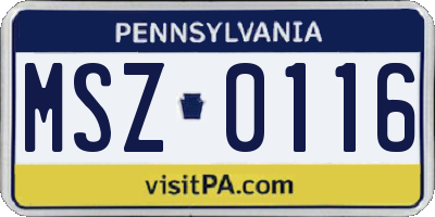 PA license plate MSZ0116
