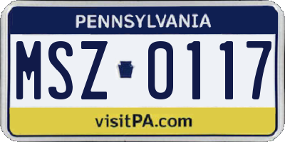 PA license plate MSZ0117