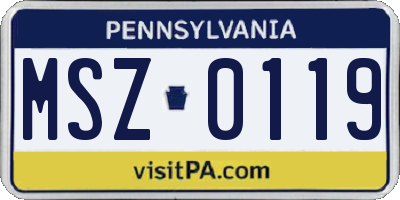PA license plate MSZ0119