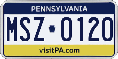 PA license plate MSZ0120