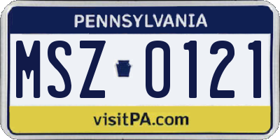 PA license plate MSZ0121