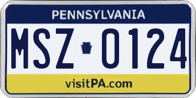 PA license plate MSZ0124