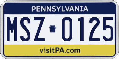 PA license plate MSZ0125