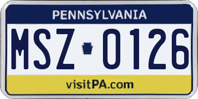 PA license plate MSZ0126