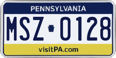 PA license plate MSZ0128