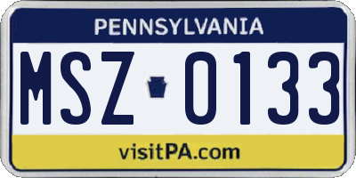 PA license plate MSZ0133