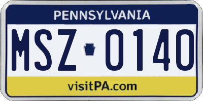 PA license plate MSZ0140