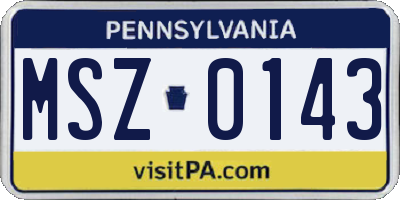 PA license plate MSZ0143
