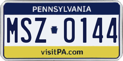 PA license plate MSZ0144