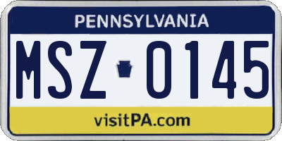 PA license plate MSZ0145