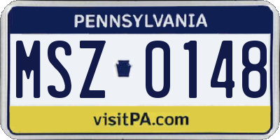 PA license plate MSZ0148