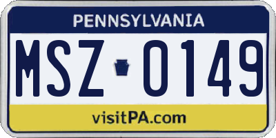 PA license plate MSZ0149