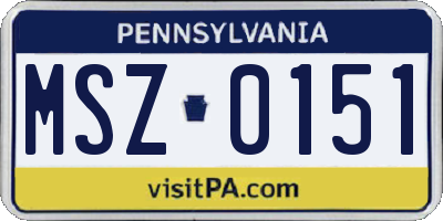 PA license plate MSZ0151