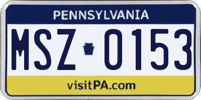 PA license plate MSZ0153