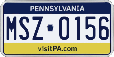 PA license plate MSZ0156