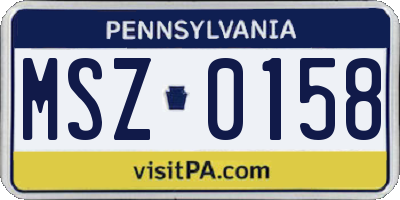 PA license plate MSZ0158