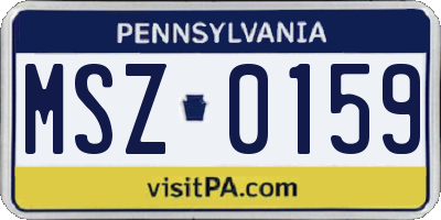 PA license plate MSZ0159