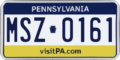 PA license plate MSZ0161