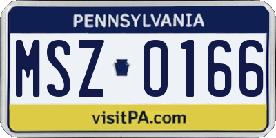 PA license plate MSZ0166
