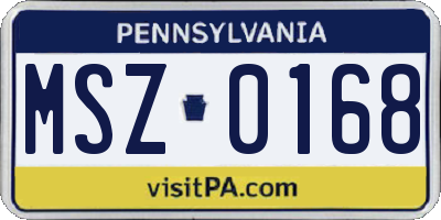 PA license plate MSZ0168