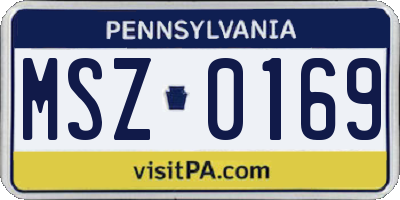 PA license plate MSZ0169