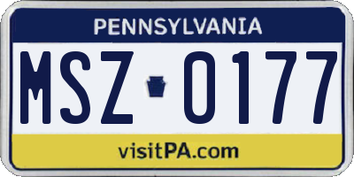 PA license plate MSZ0177