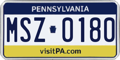 PA license plate MSZ0180