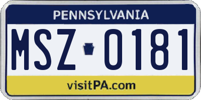 PA license plate MSZ0181