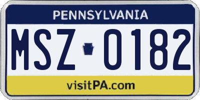 PA license plate MSZ0182