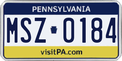 PA license plate MSZ0184