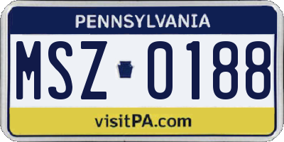 PA license plate MSZ0188