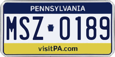 PA license plate MSZ0189