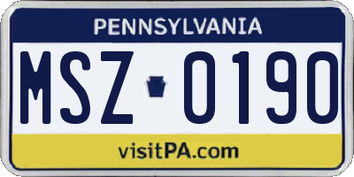 PA license plate MSZ0190