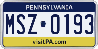 PA license plate MSZ0193