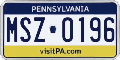 PA license plate MSZ0196