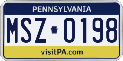 PA license plate MSZ0198